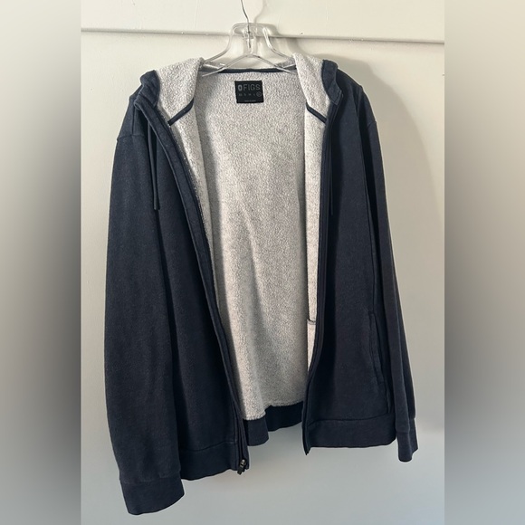 Figs Essential Zip Up Hoodie Sweater Jacket Heathered Navy with Sherpa Men’s XL - Picture 1 of 7